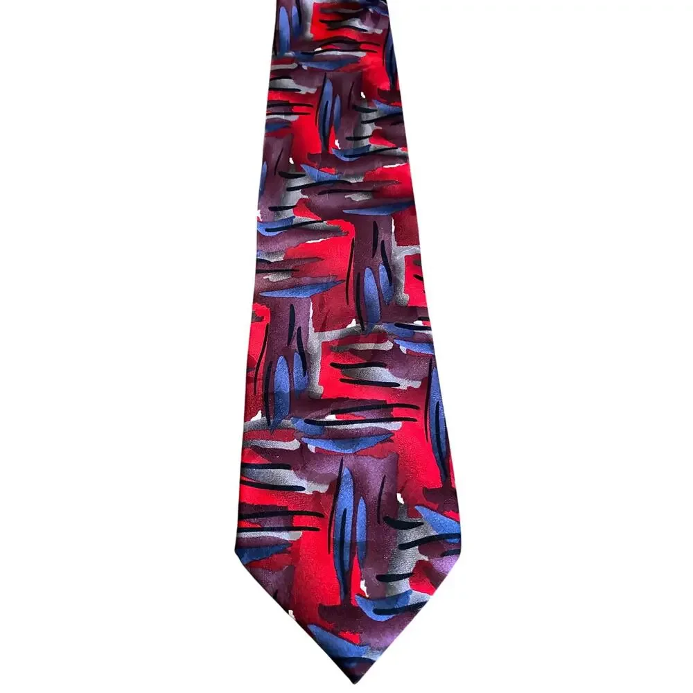 J Garcia Rocker Limited Edition Silk Tie Abstract Red Blue‎ Jerry Garcia
